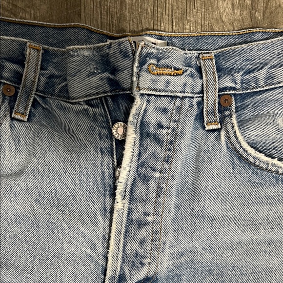 Agolde Light Wash Distressed Denim Cutoff Shorts - Picture 10 of 10